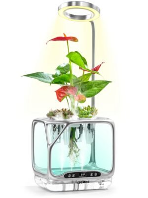 Indoor Growing System with Grow Light & Humidifier – Aeroponic Desktop Planter, Clear Root View, RGB Ambient Light – for Herbs, Greens, Mushrooms